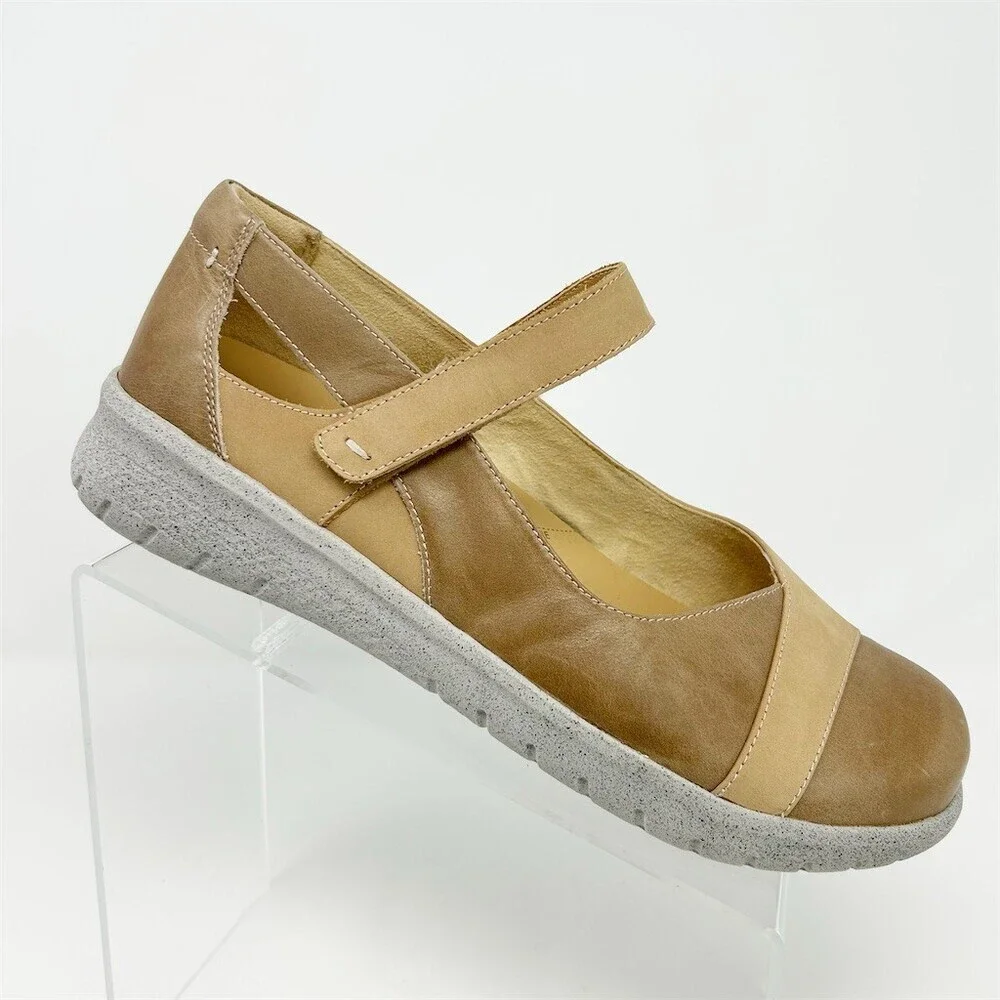 Ziera Super Support Mary Jane Comfort Flats Womens Brown Hook & Loop Strap 41 XF